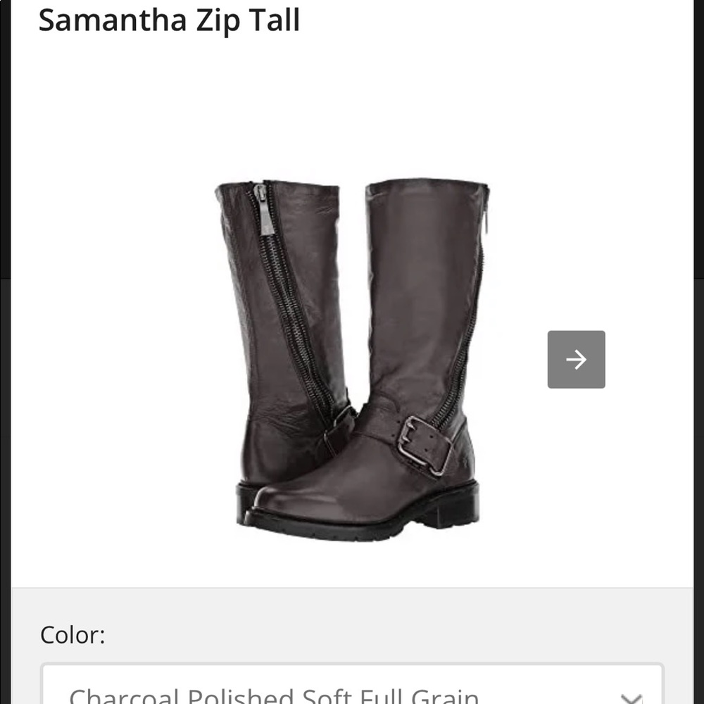 Frye Samantha tall zip grey moto size 8.5